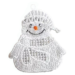 White Lace Snowman with Hat Christmas Tree Decoration