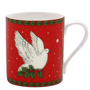 Dove of Peace Bone China Mug - Red - by Halcyon Days