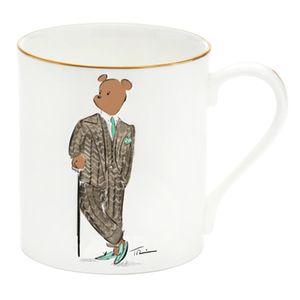 Hal The Bear Goes Racing Bone China Mug - White - By Halcyon Days