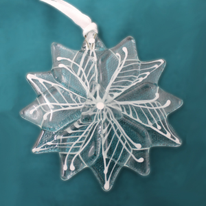 Clear Glass Snowflake with White Detail Christmas Tree Decoration v3